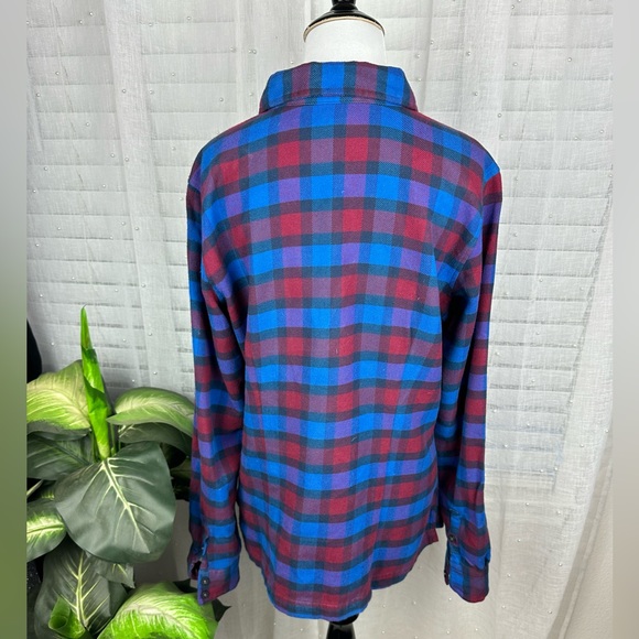 Patagonia Organic Cotton Red Blue Fjord Flannel Button Down Shirt Size 12 - Picture 4 of 8